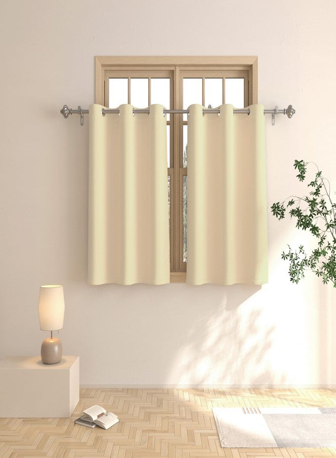 UPOPO Beige Tier Curtains 36 inch Room Darkening Kitchen Tiers Bathroom Short Curtain Basement Triple Weave Small Cafe Curtains Window Treatment Set 2 Panels Grommet Top Drapes - Image 1